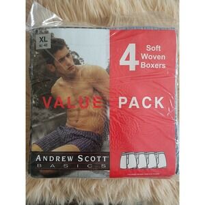 Andrew Scott Basics Boxer Underwear XL 40-42 Plaid Soft Woven 3pk NEW